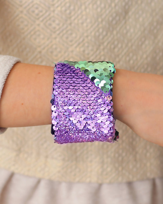 Magic Sequin Bracelet - Sequin Bracelet - Reversible Sequin Bracelet - Sequin Cuff- Mint and Lavender Bracelet