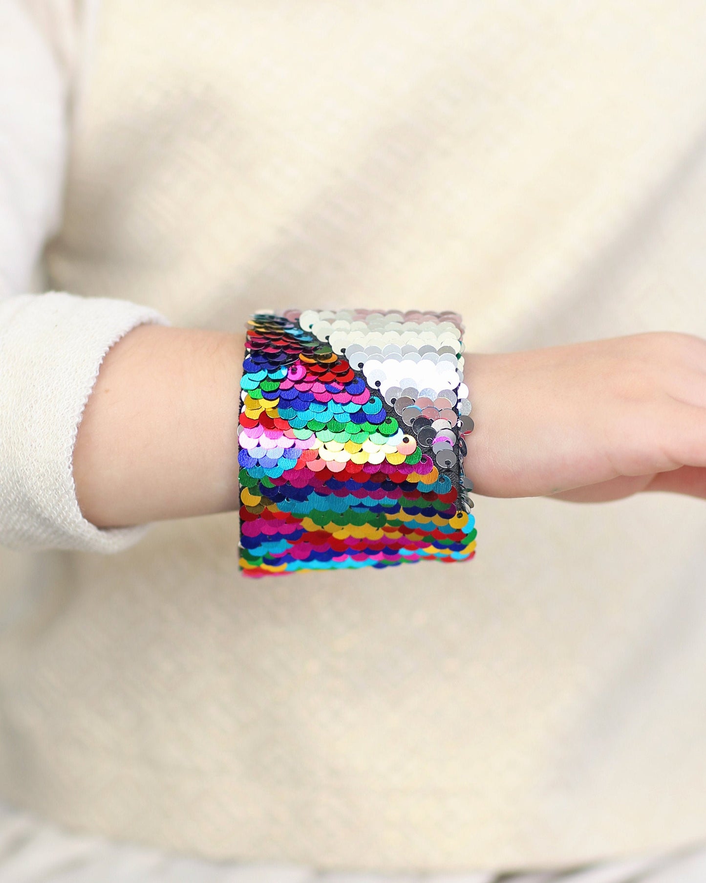 Magic Sequin Bracelet - Sequin Bracelet - Reversible Sequin Bracelet - Sequin Cuff- Rainbow Bracelet