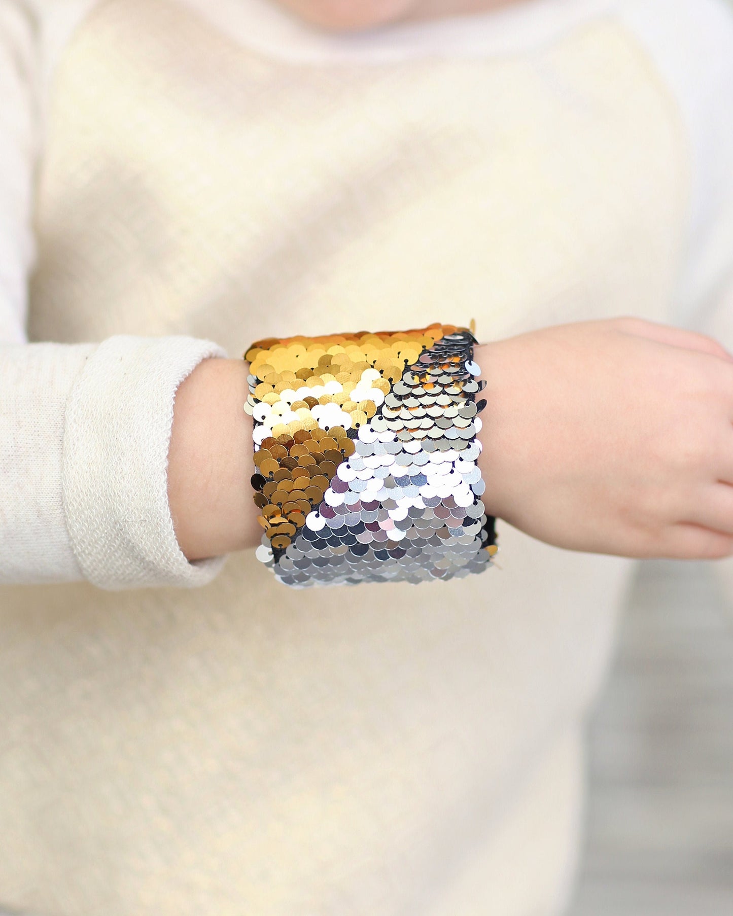 Magic Sequin Bracelet - Sequin Bracelet - Reversible Sequin Bracelet - Sequin Cuff- Gold and Silver Bracelet