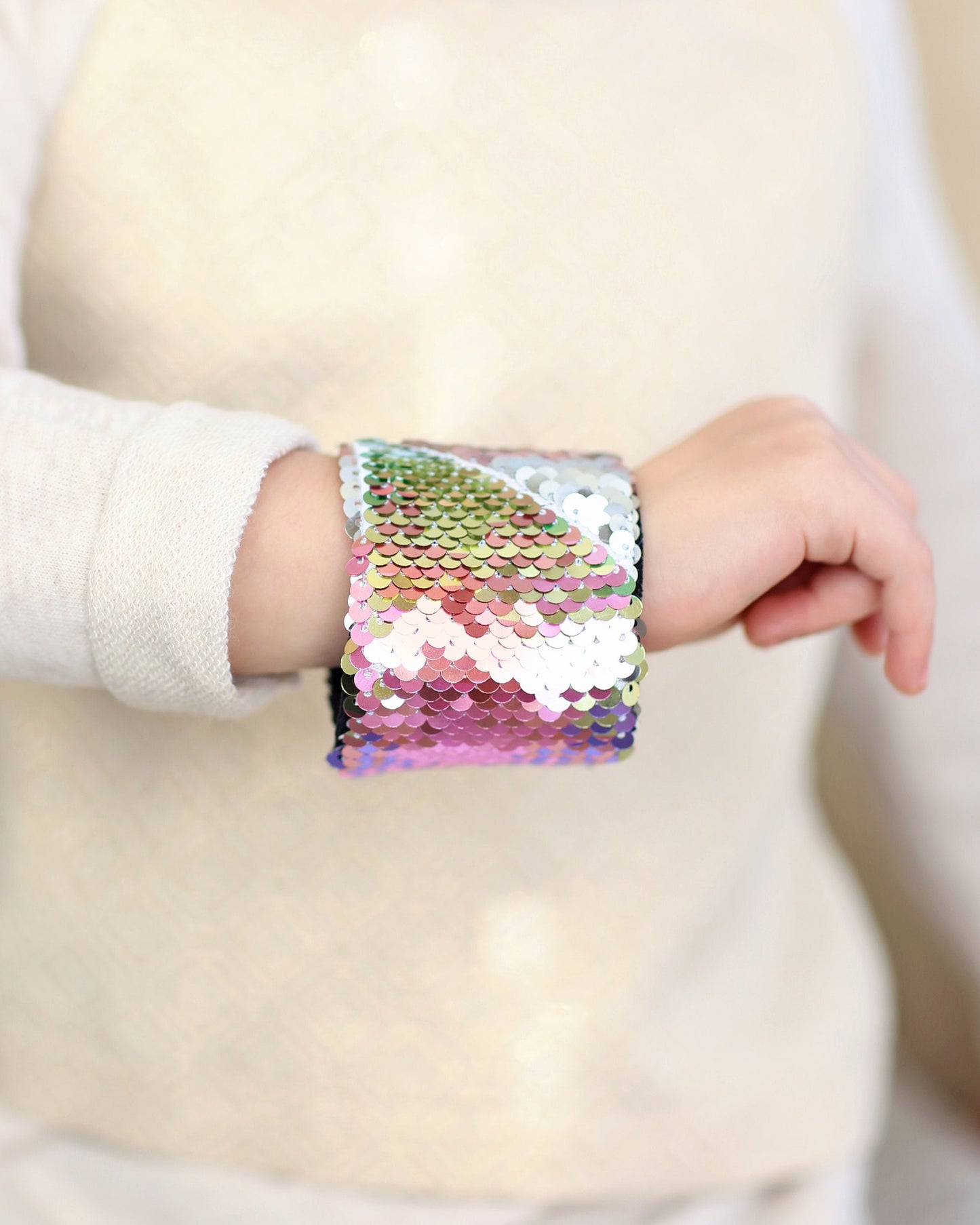 Magic Sequin Bracelet - Sequin Bracelet - Reversible Sequin Bracelet - Sequin Cuff- Pastel Rainbow Bracelet