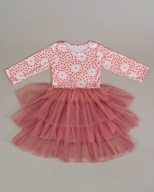 3/4 Sleeve Tutu Dress in Blush Floral