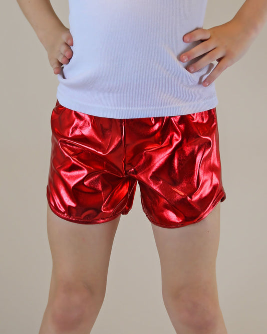 Metallic shorts in Red