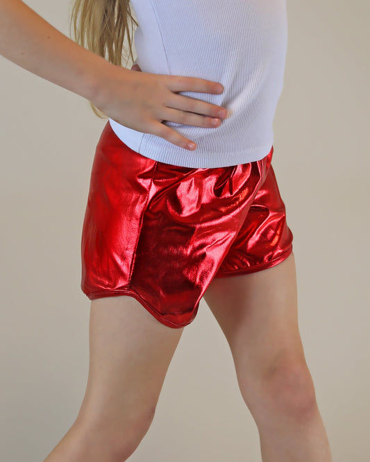 Metallic shorts in Red