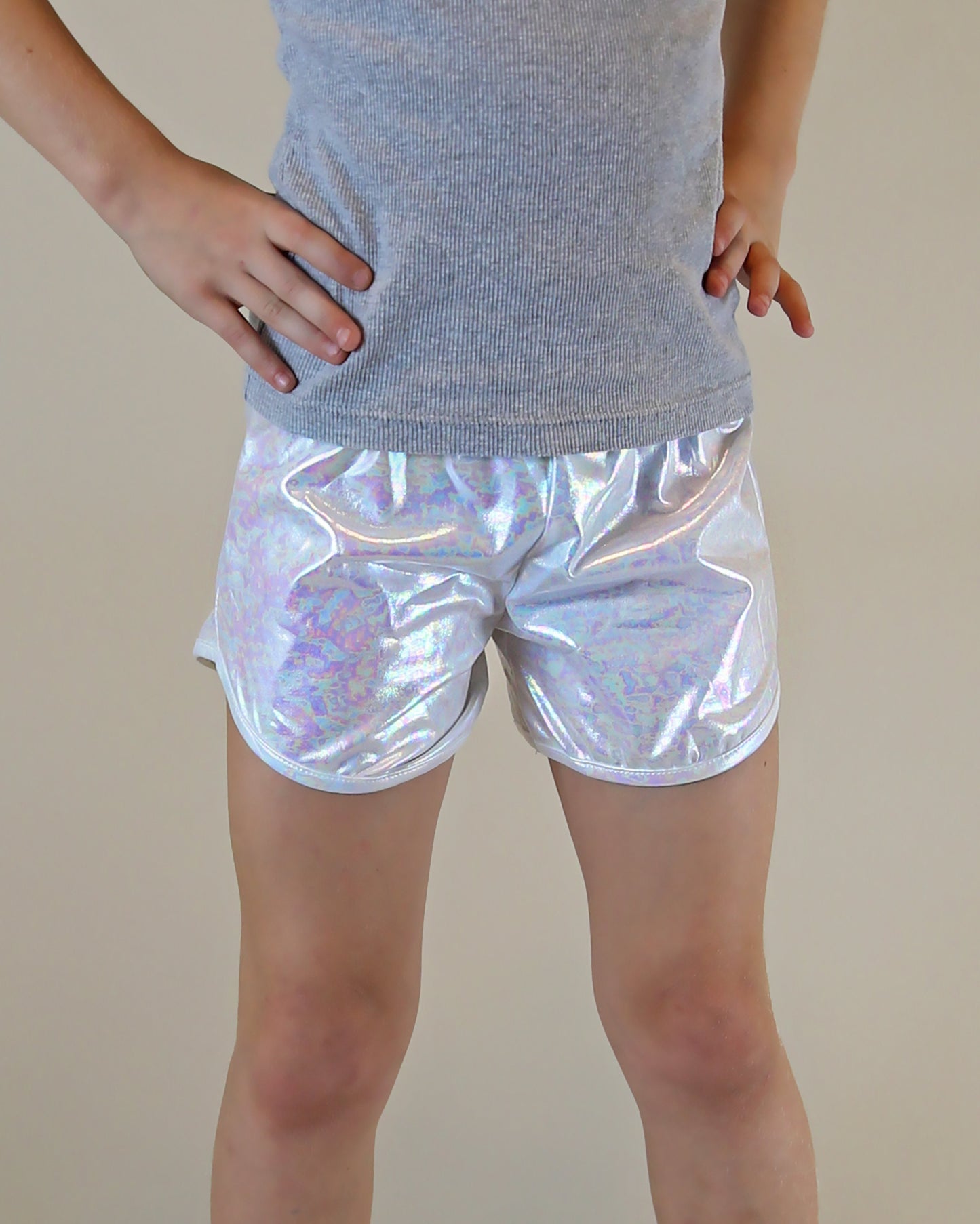 Metallic Shorts in White