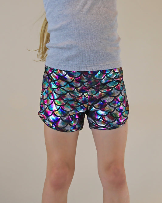 Metallic shorts in Dark Mermaid