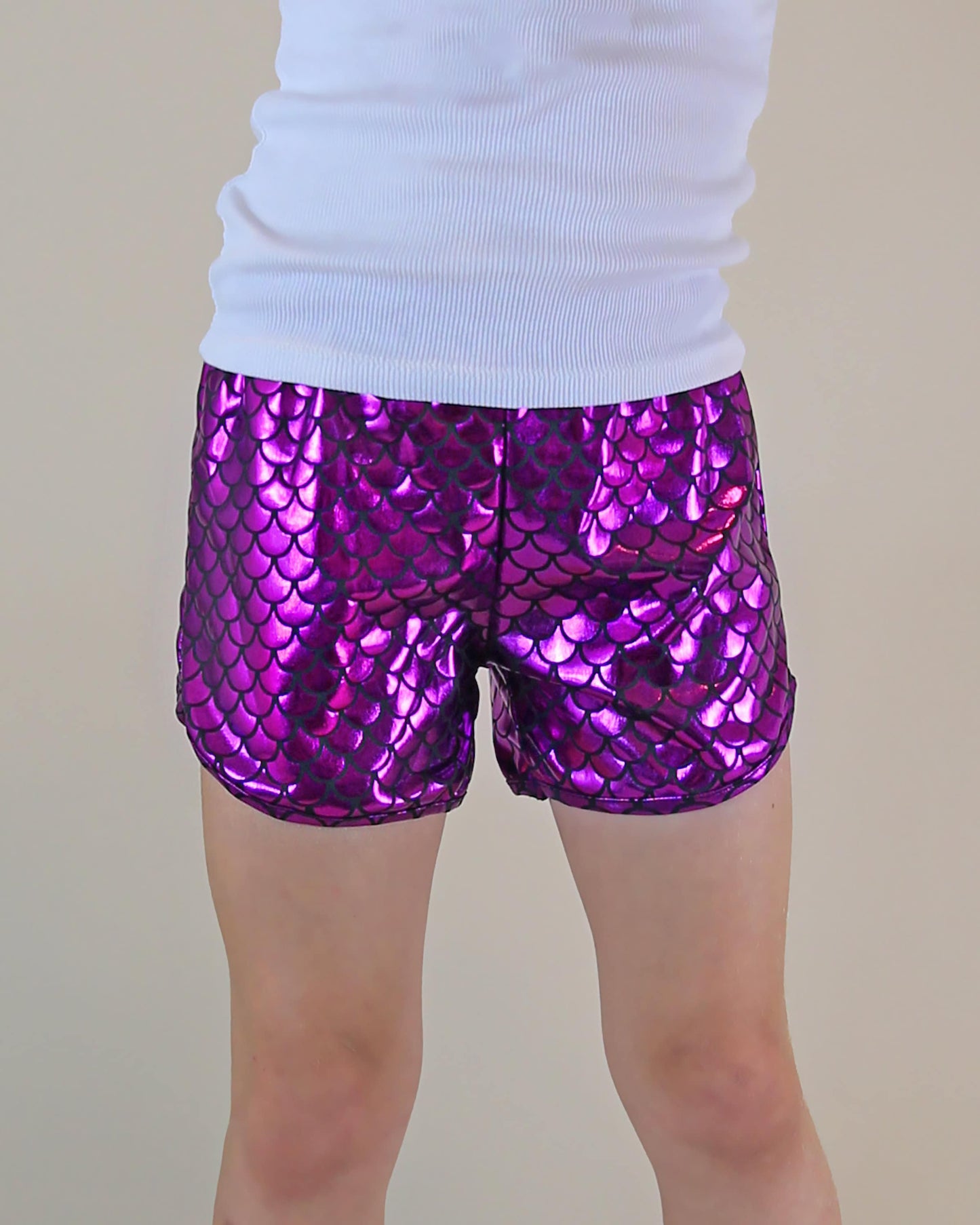 Metallic shorts in Purple Mermaid