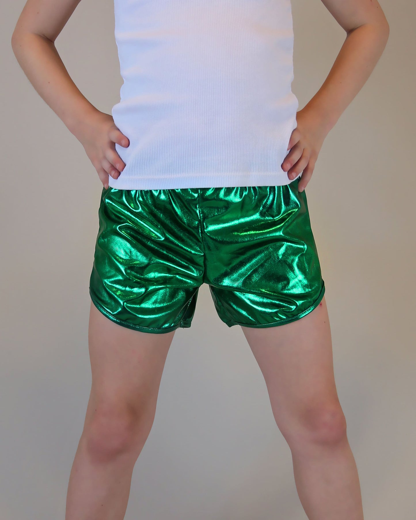 Metallic shorts in Green
