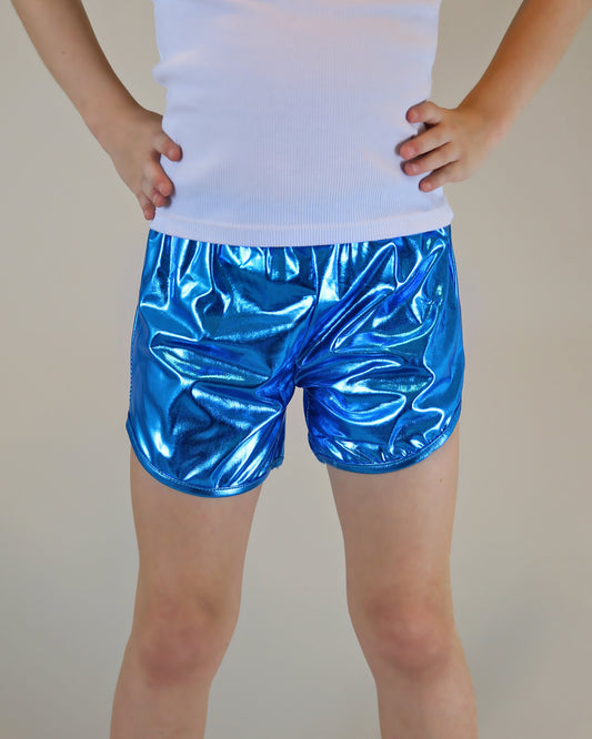 Metallic Shorts in Turquoise