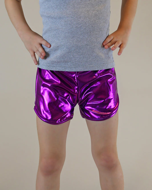 Metallic shorts in Purple