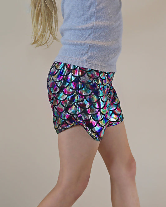 Metallic shorts in Dark Mermaid