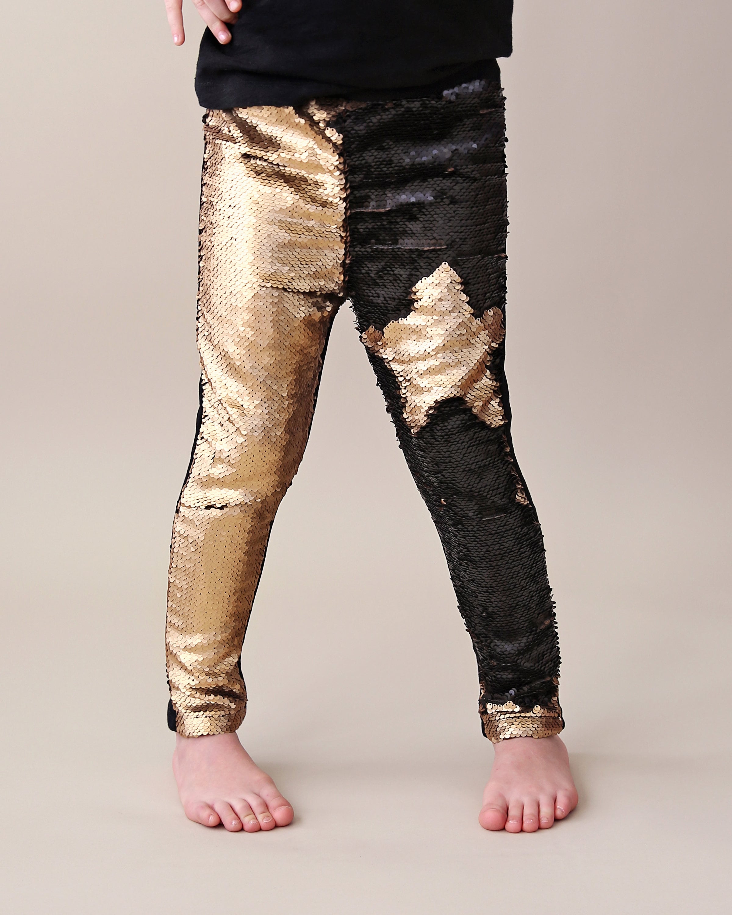 Black and gold sequin leggings sale