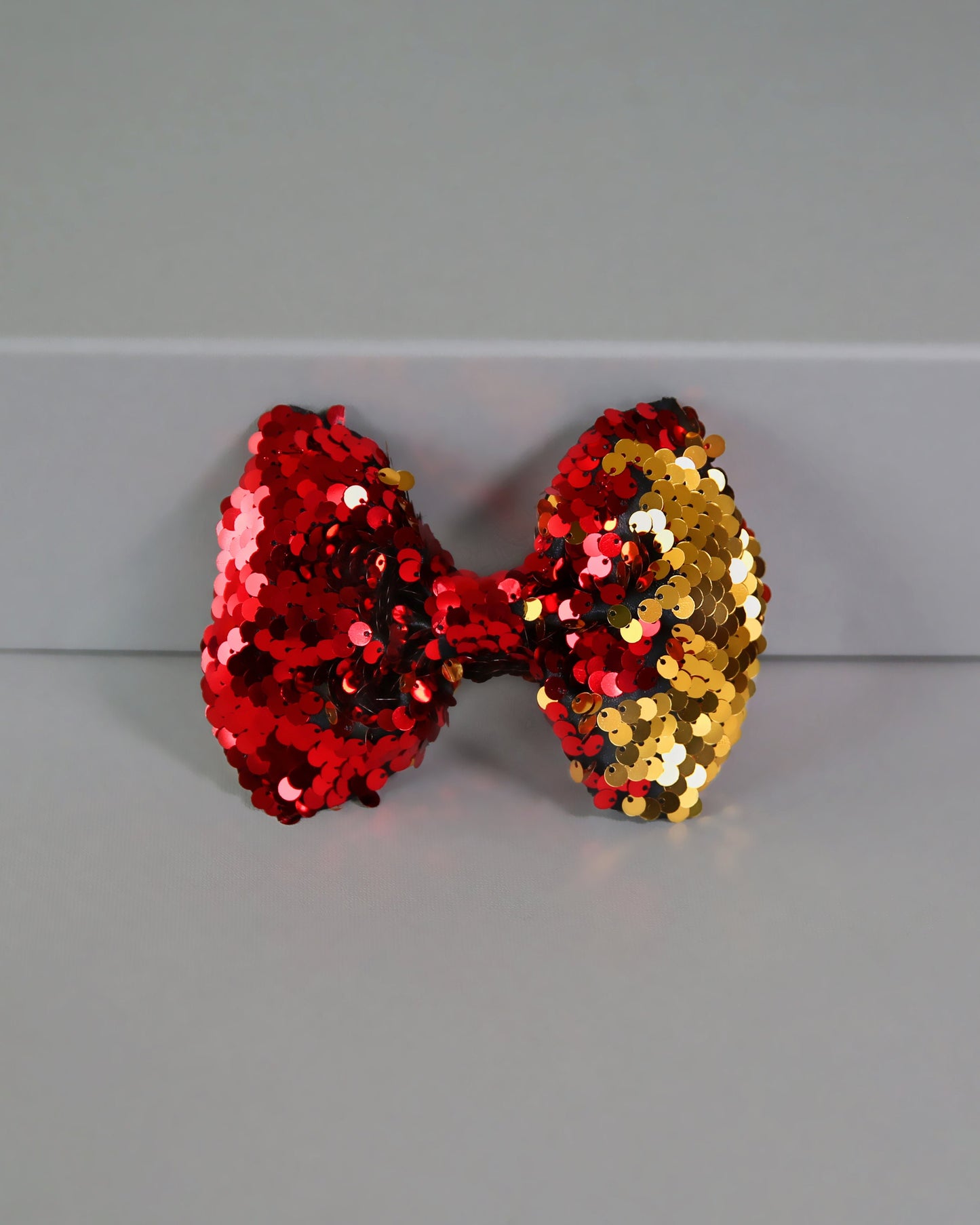 Red and Gold Bow Clip - Sequin Bow Clip -  Gold and Red Flip Sequins - Red and Gold Reversible Sequins
