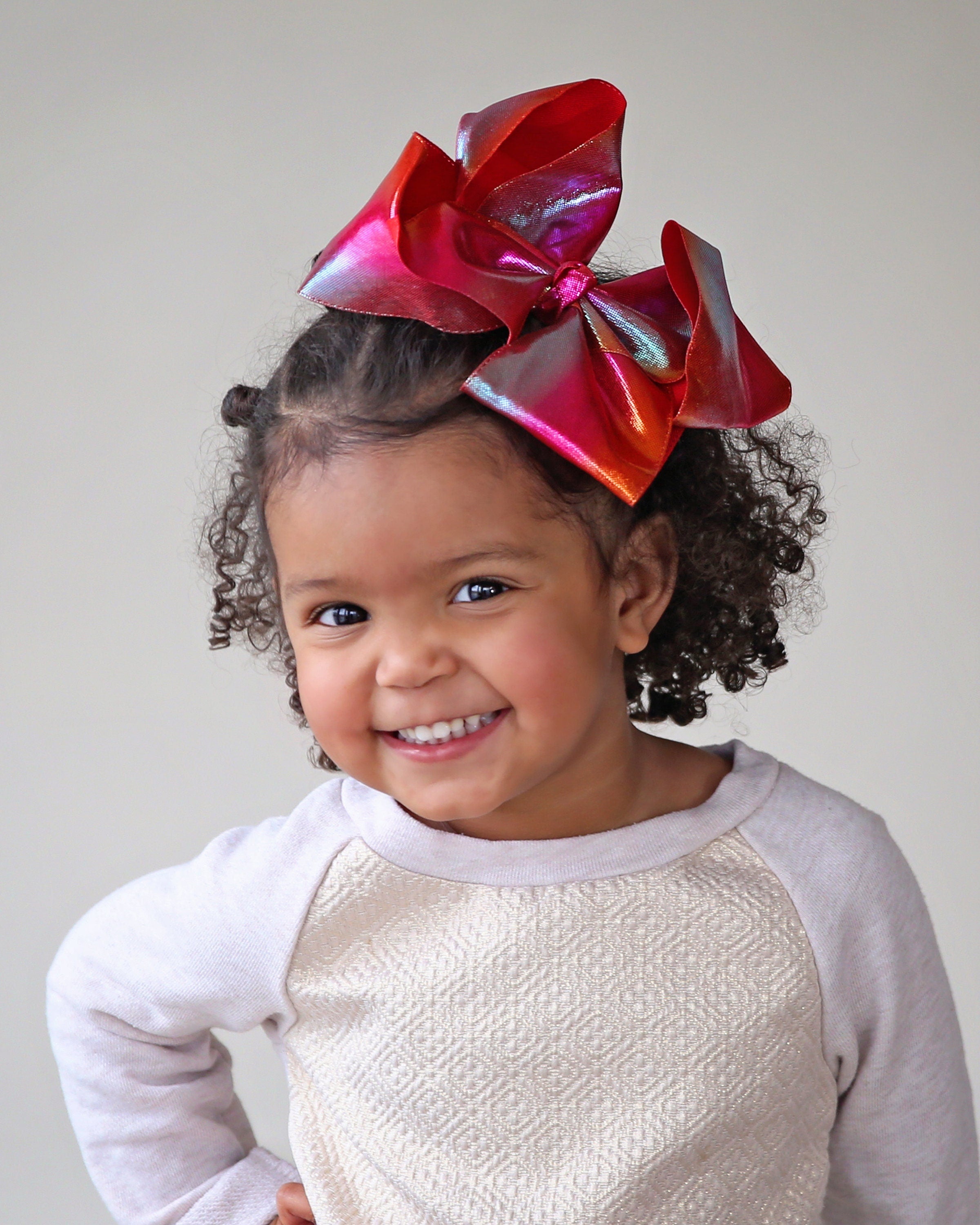 Large Metallic Red Bow Clip - Metallic Bow Clip -  Large Red Bow - Rainbow Red Bow - Oversized Cheer Bow