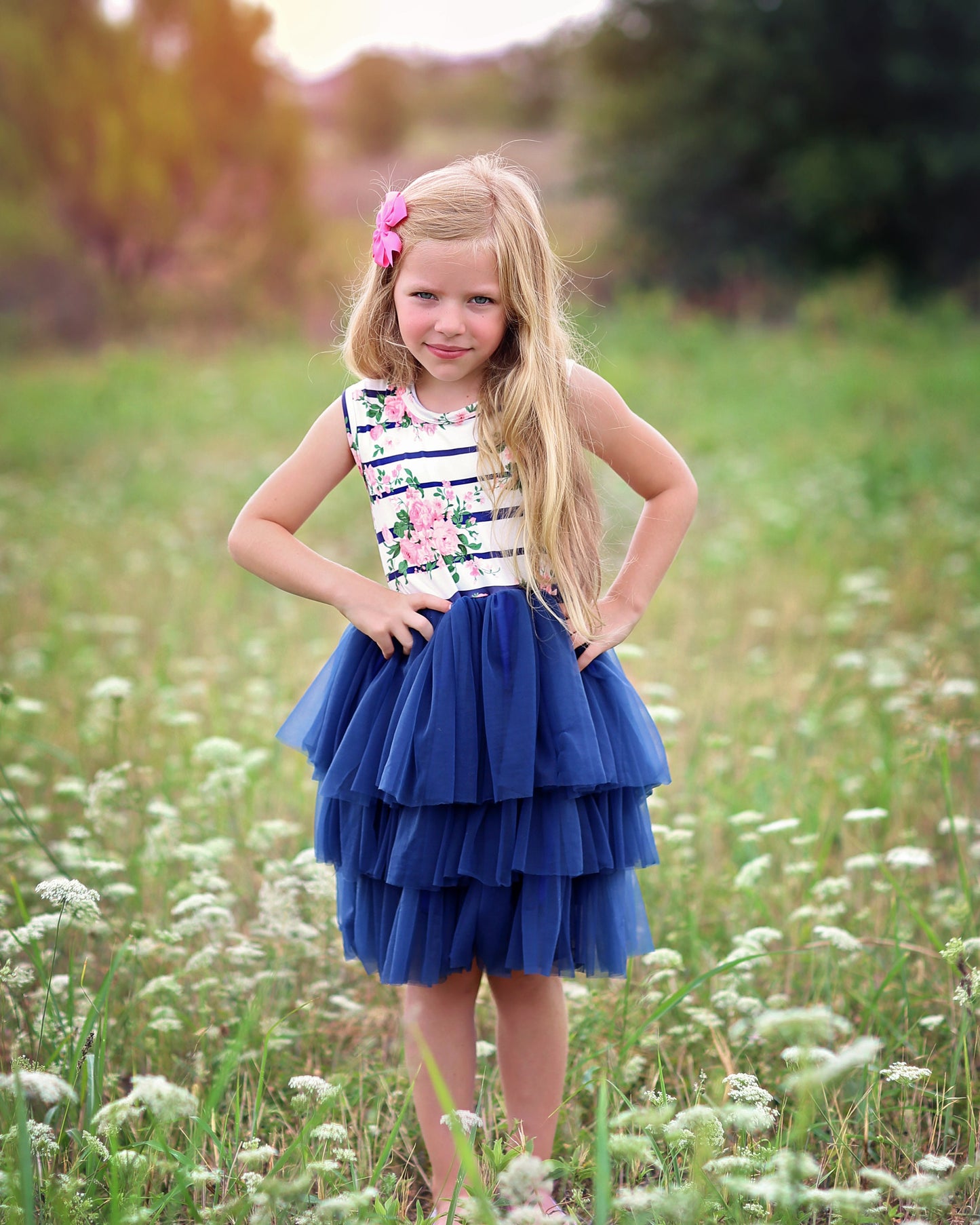 Tutu Dress in Navy Stripes