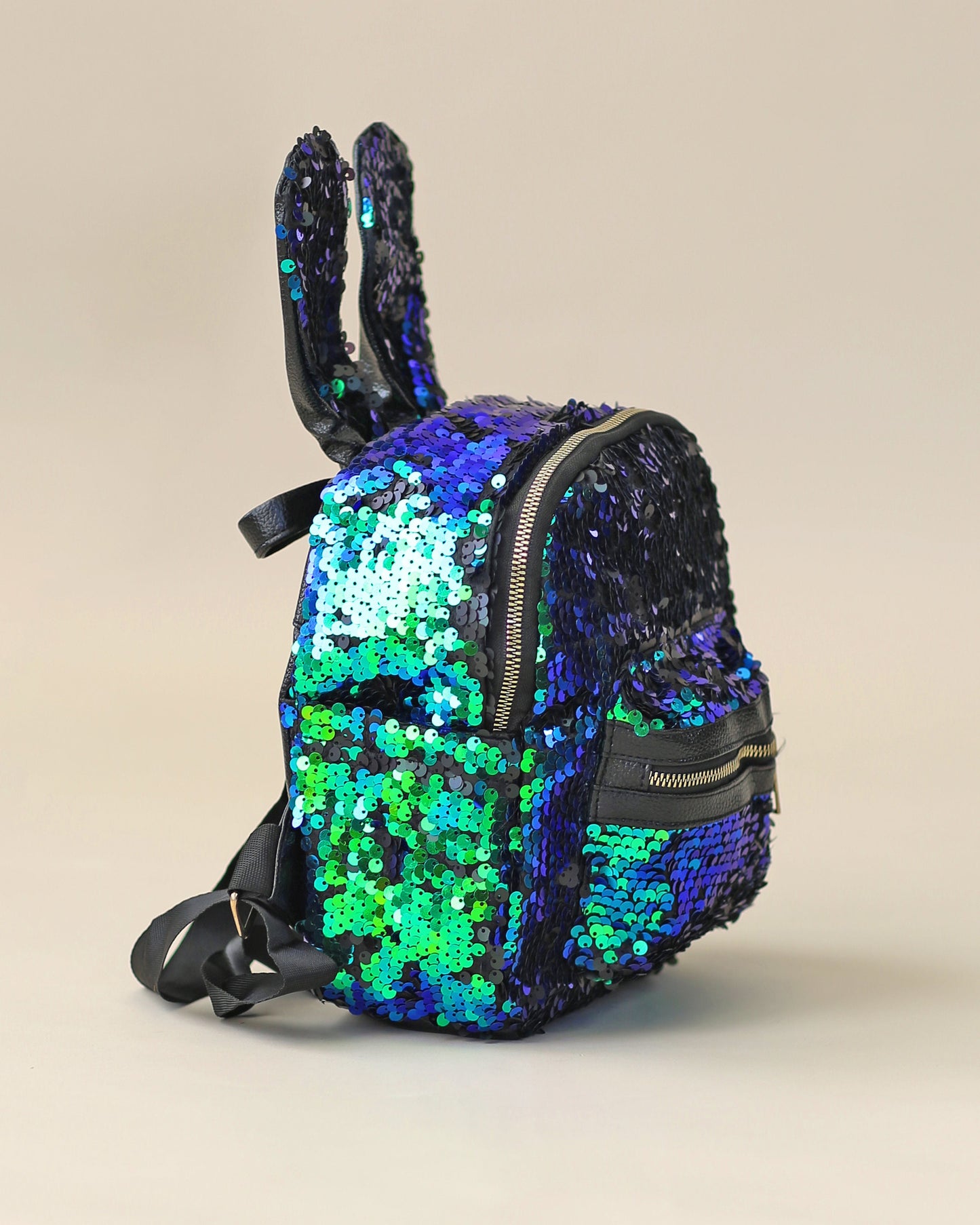 Green and Blue Bunny Backpack - Bunny Backpack - Bunny Bag - Reversible Sequin Backpack - Sequin Backpack - Sequin Bag
