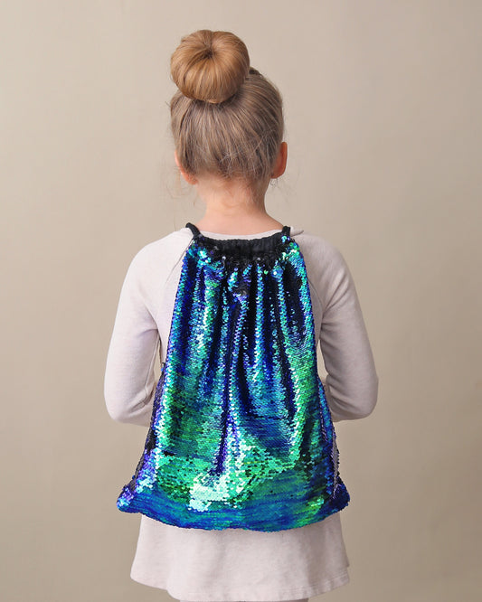 Green Sequin Backpack - Sequin Backpack - Sequin Bag - Reversible Sequin Backpack - Drawstring Flip Sequin Backpack - Sequin Bag