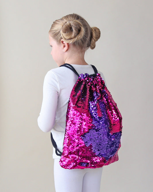 Hot Pink and Purple Sequin Backpack - Sequin Backpack - Sequin Bag - Reversible Sequin Backpack - Drawstring Flip Sequin Backpack