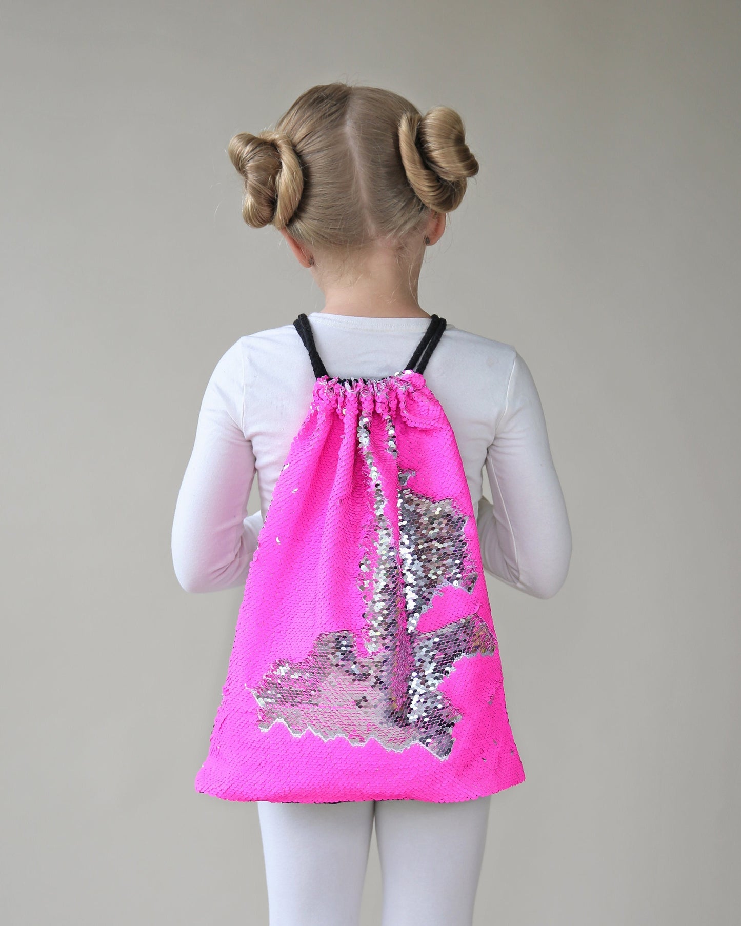 Neon Pink and Silver Sequin Backpack - Sequin Backpack - Sequin Bag - Reversible Sequin Backpack - Drawstring Flip Sequin Backpack