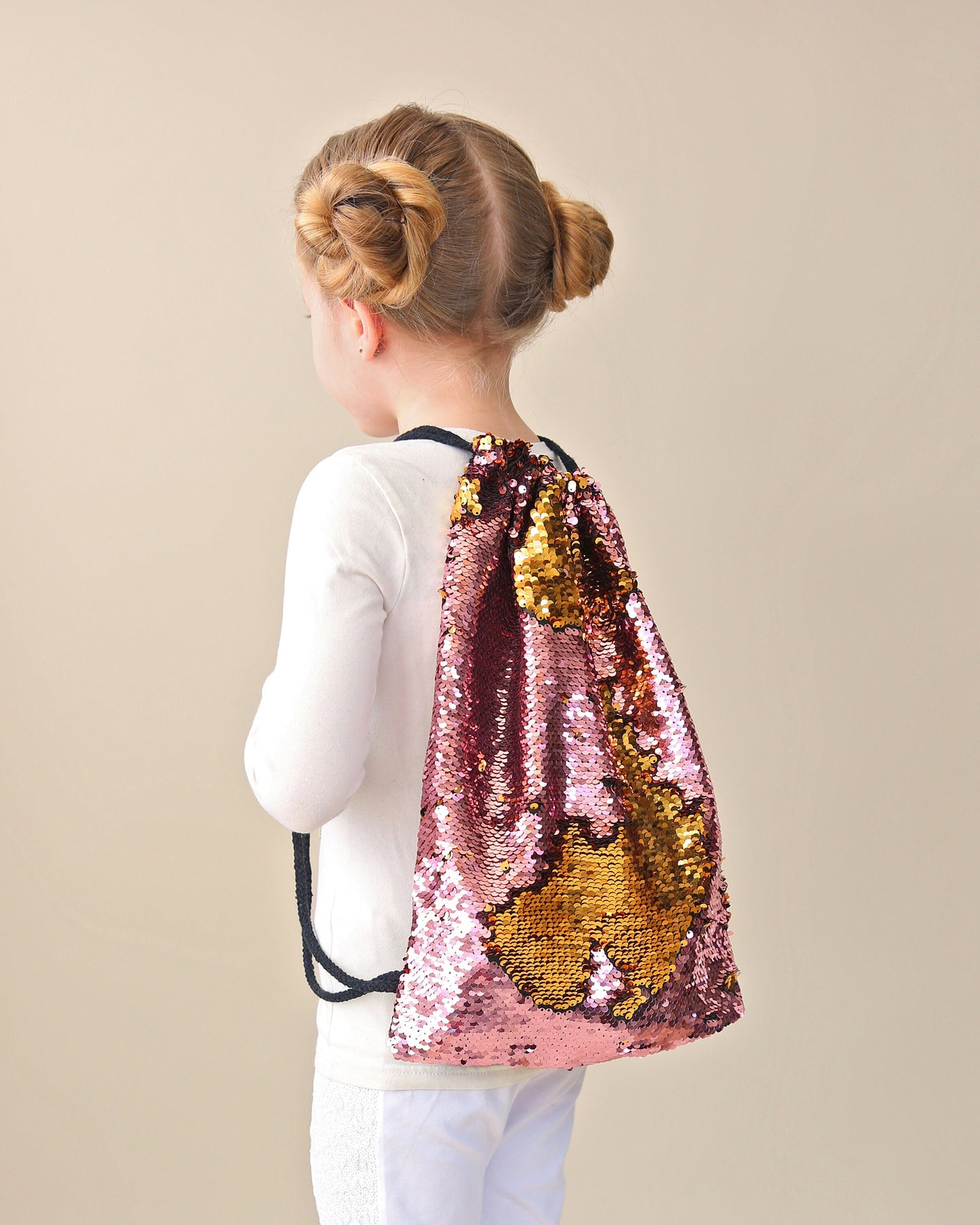 Pink and Gold Sequin Backpack - Sequin Backpack - Sequin Bag - Reversible Sequin Backpack - Drawstring Flip Sequin Backpack