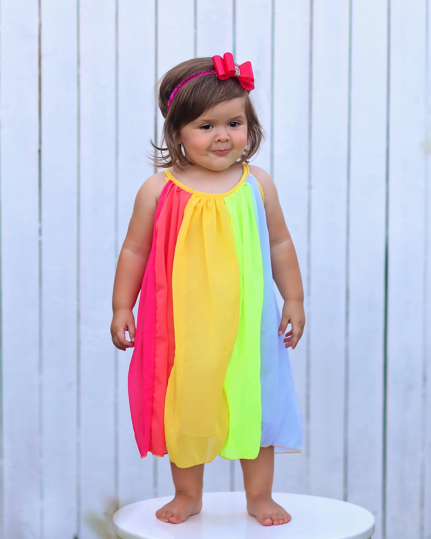 Rainbow Panel Shift Dress - Rainbow Dress -Shift Dress - Birthday Dress - Party Dress - Twirly Dress