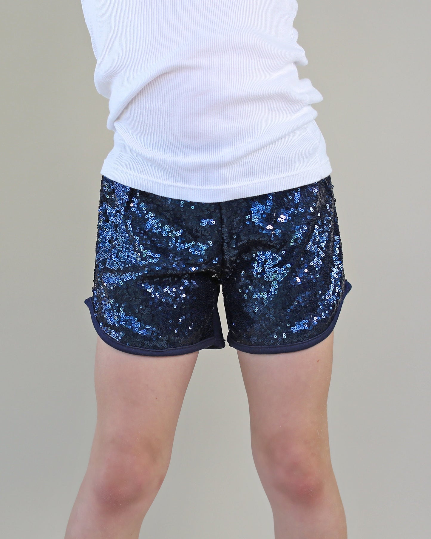 Sequin Shorts in Navy