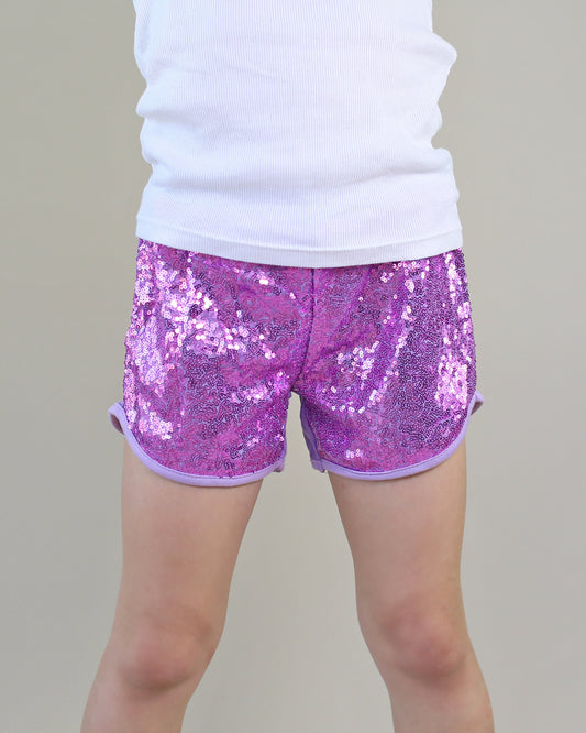 Sequin Shorts in Lavender