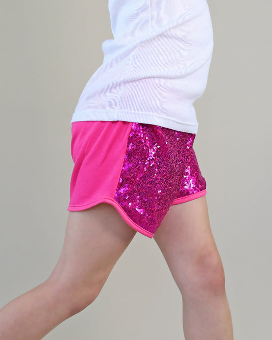 Sequin Shorts in Hot Pink