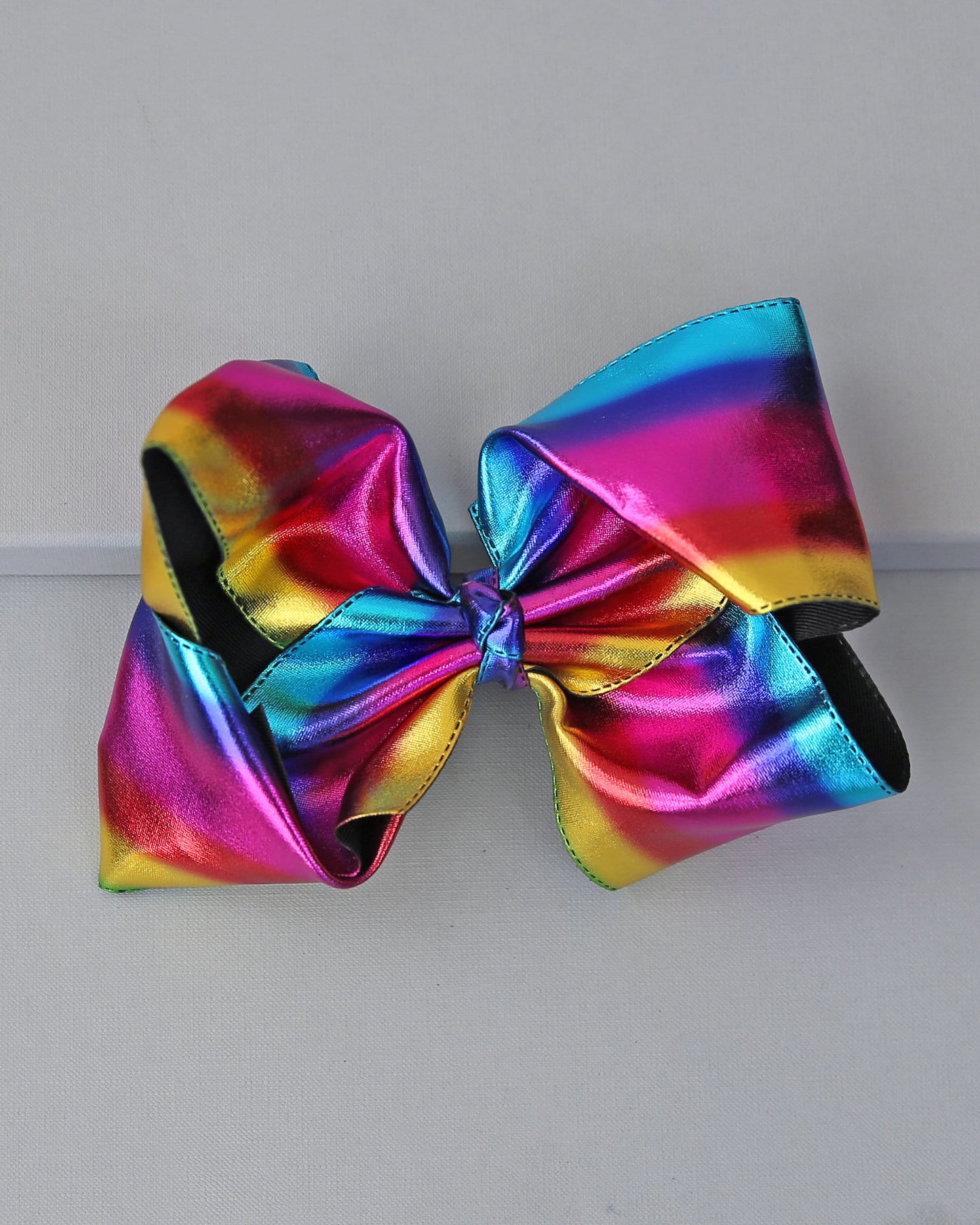 Large Metallic Rainbow Bow Clip - Metallic Bow Clip -  Large Rainbow Bow - Rainbow Bow - Oversized Cheer Bow