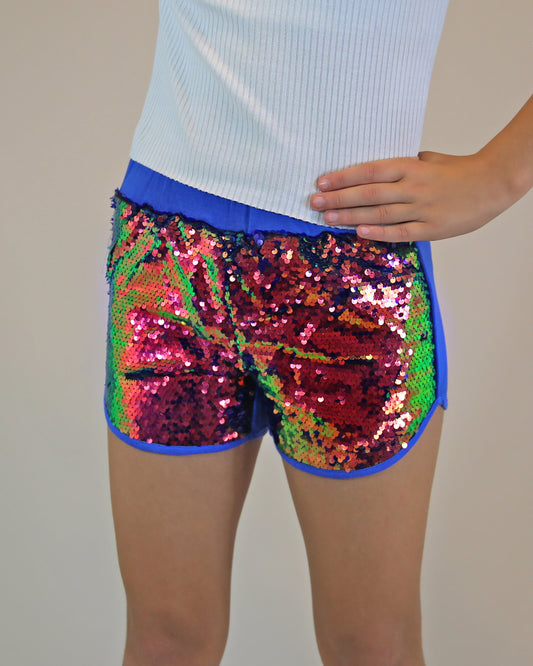 Flip Sequin Shorts in Peacock