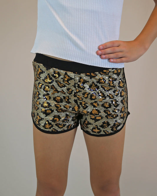 Sequin Shorts in Leopard