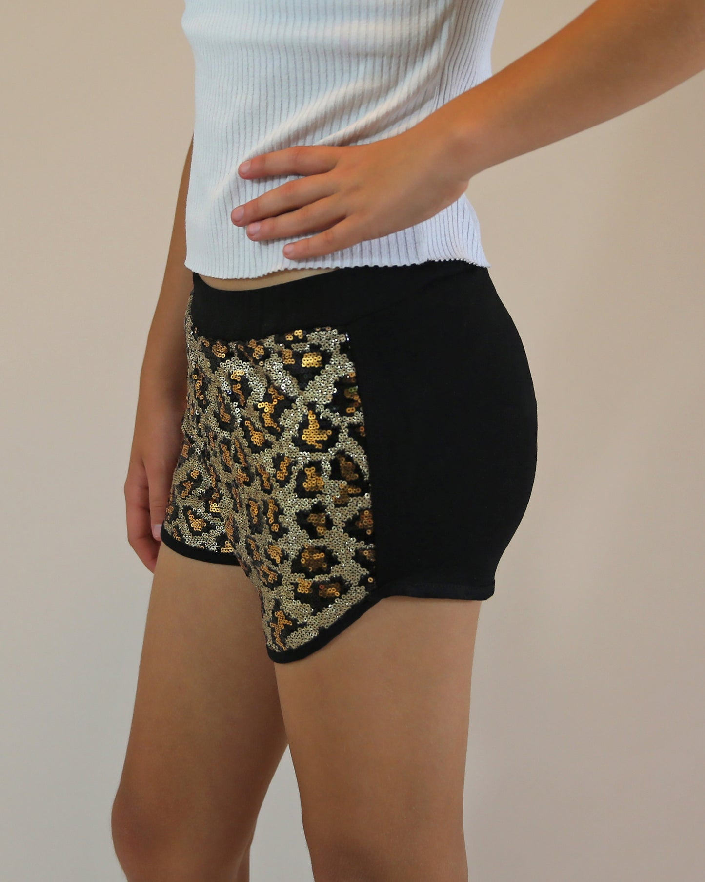Sequin Shorts in Leopard