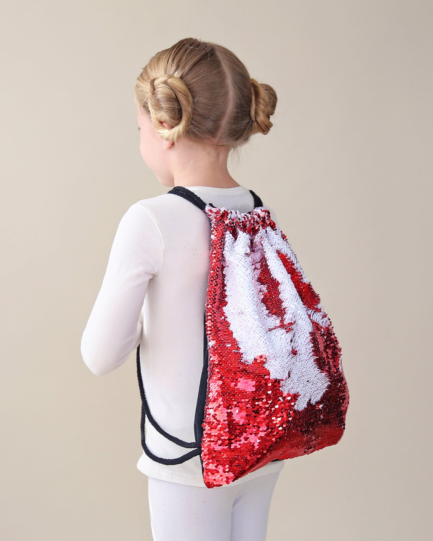 Red and White Sequin Backpack - Sequin Backpack - Sequin Bag - Reversible Sequin Backpack - Drawstring Flip Sequin Backpack - Sequin Bag