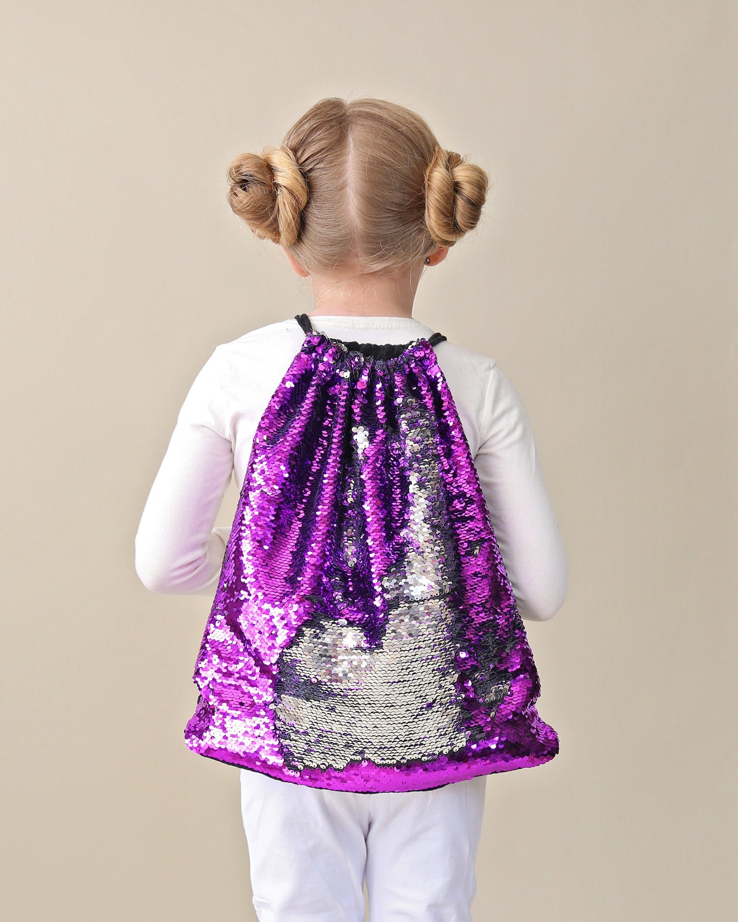 Purple and Silver Sequin Backpack - Sequin Backpack - Sequin Bag - Reversible Sequin Backpack - Drawstring Flip Sequin Backpack