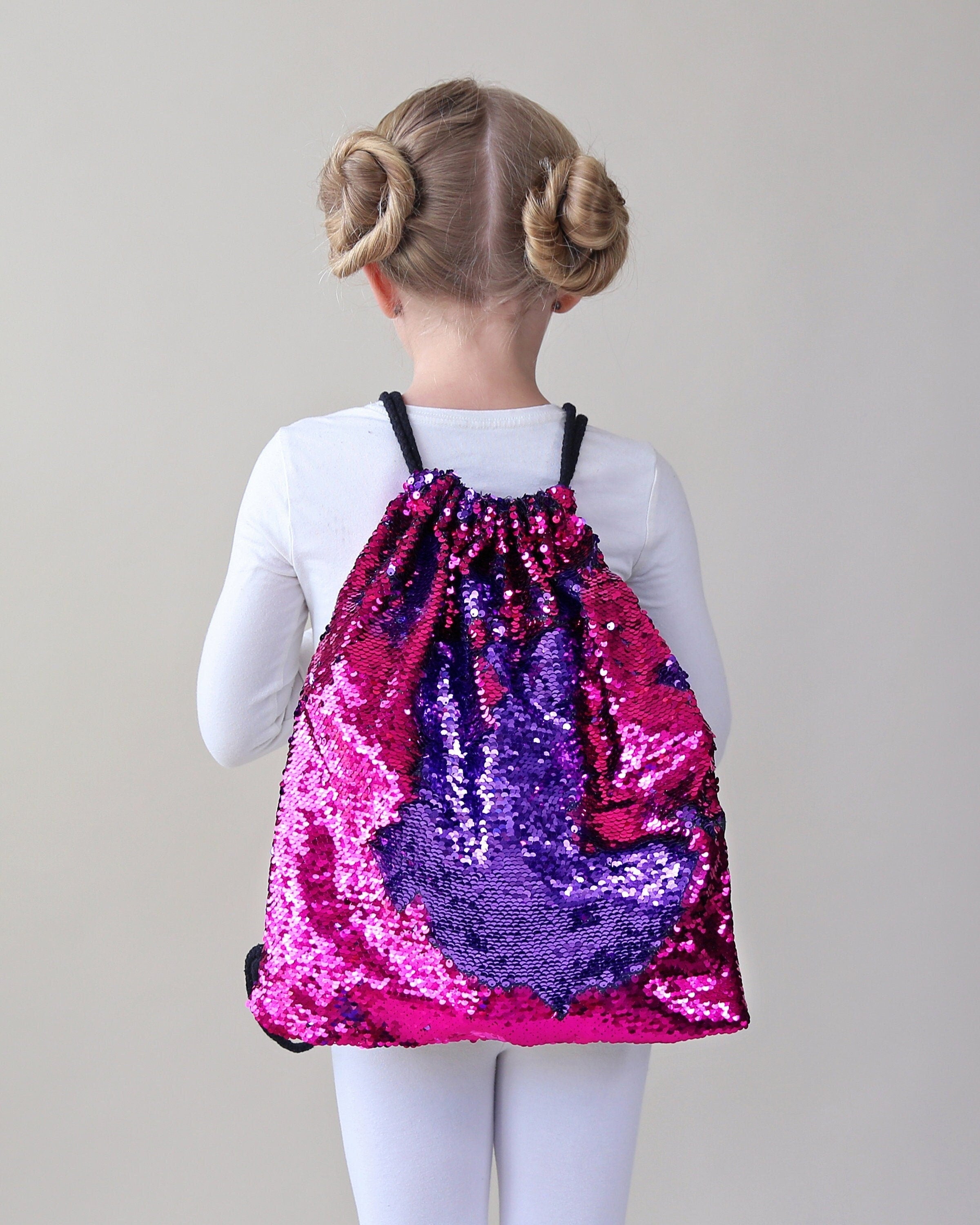 Hot Pink and Purple Sequin Backpack - Sequin Backpack - Sequin Bag - Reversible Sequin Backpack - Drawstring Flip Sequin Backpack