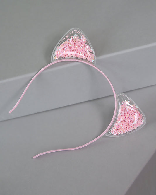 Pink Cat Ear Confetti Headband - Sequin Cat Headband - Rainbow Cat Headband - Rainbow Reversible Sequins - Sequin Headband -Sequin Cat Ears