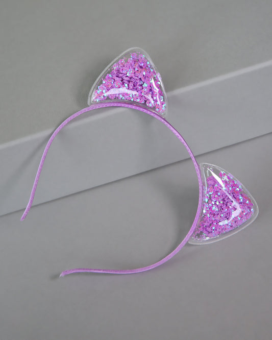 Lavender Cat Ear Confetti Headband - Sequin Cat Headband -  Rainbow Cat Headband - Rainbow Reversible Sequins -Sequin Cat Ears