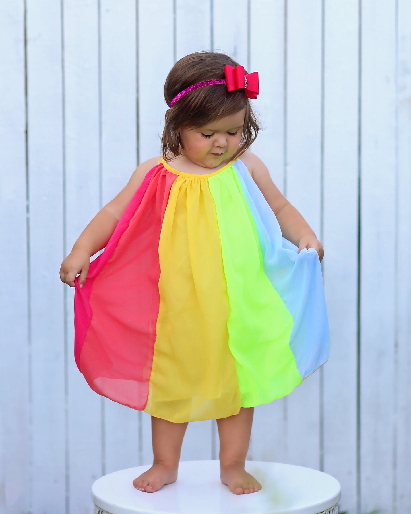 Rainbow Panel Shift Dress - Rainbow Dress -Shift Dress - Birthday Dress - Party Dress - Twirly Dress