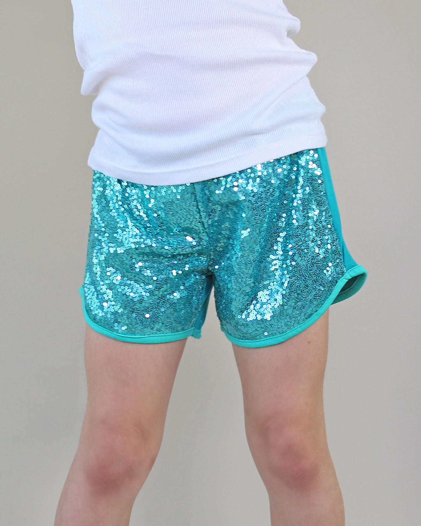 Sequin Shorts in Teal