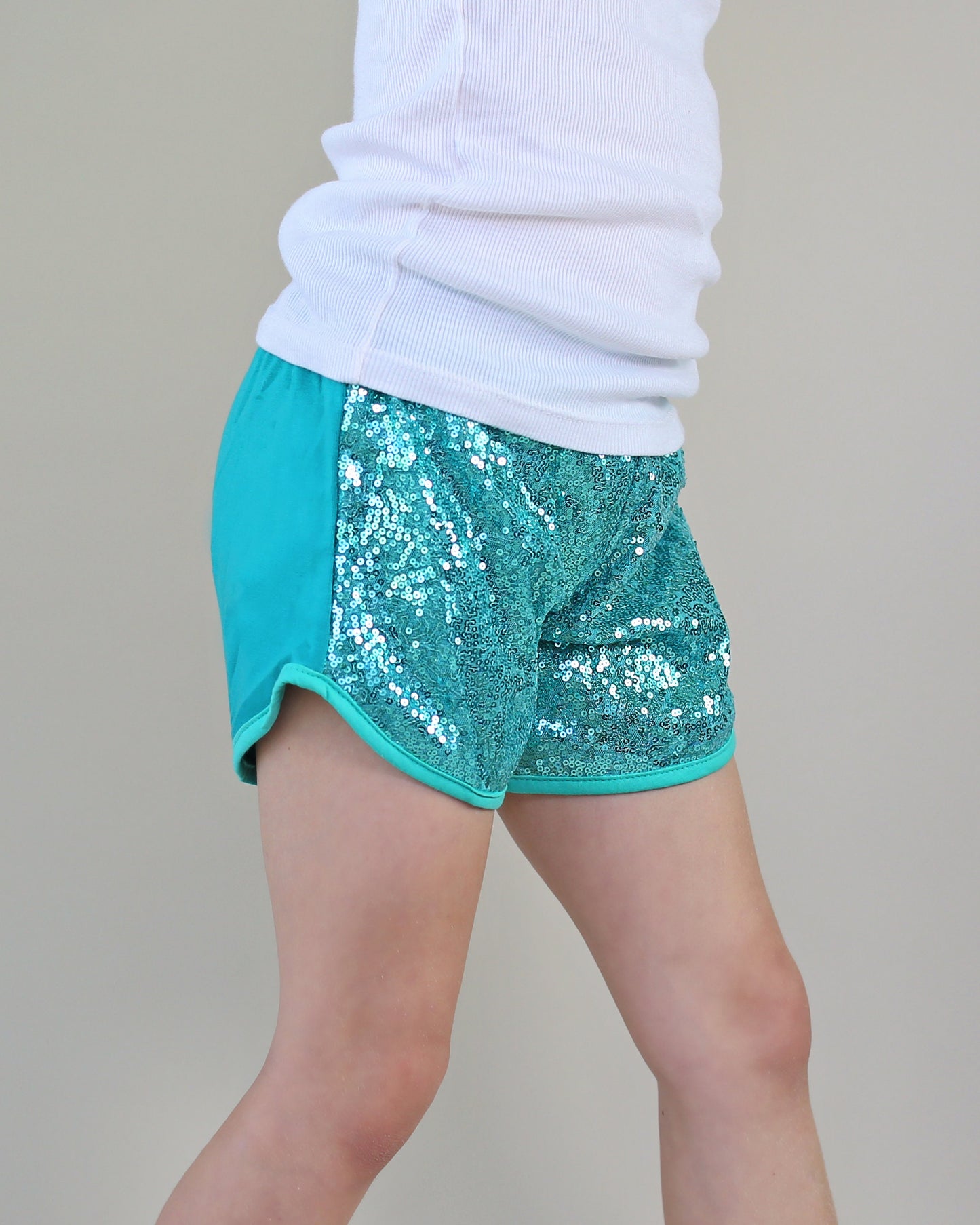 Sequin Shorts in Teal