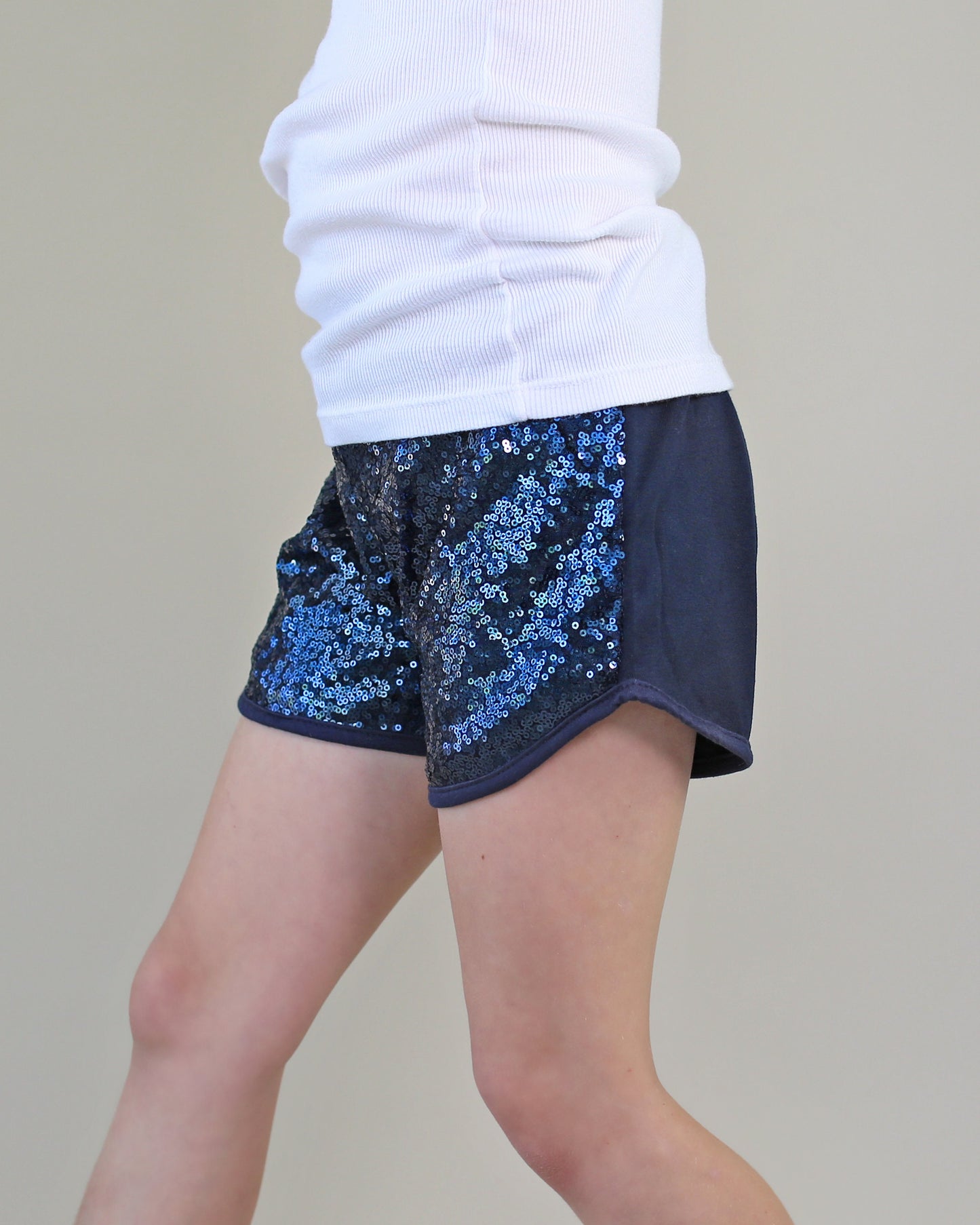 Sequin Shorts in Navy