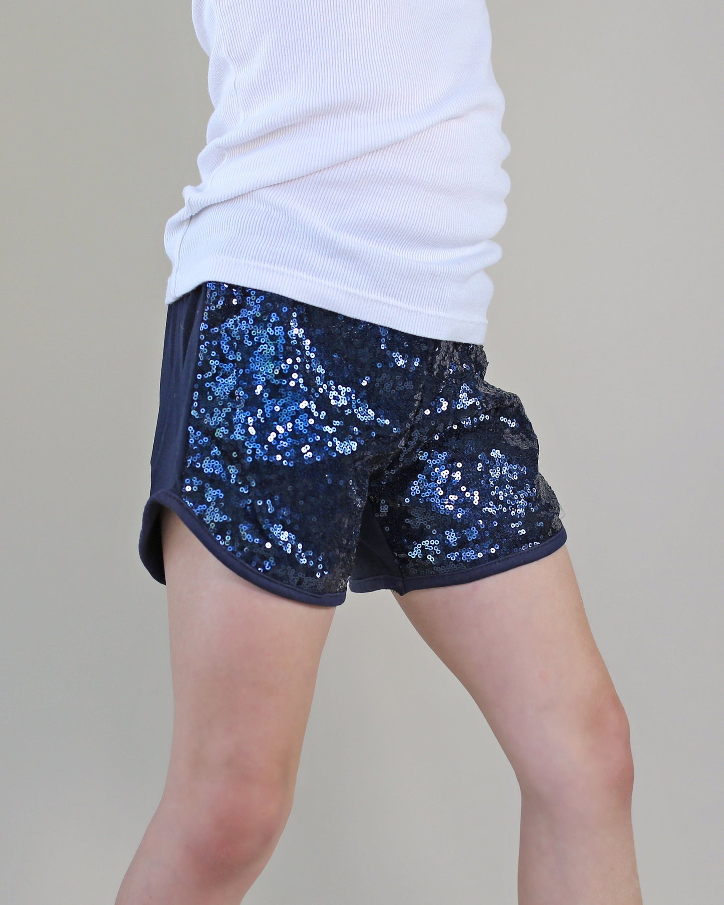 Sequin Shorts in Navy