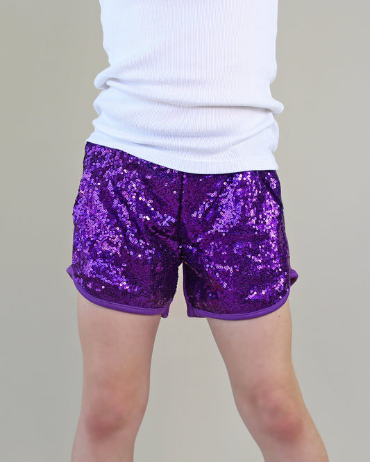 Sequin Shorts in Purple