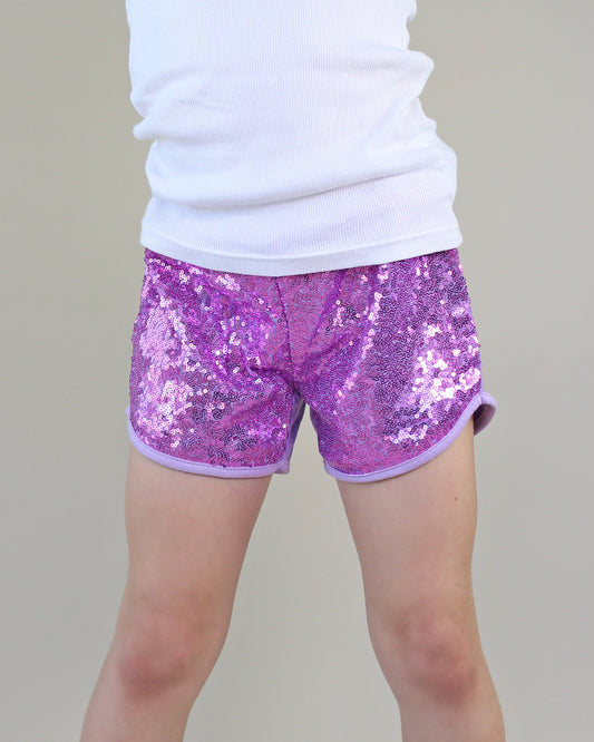 Sequin Shorts in Lavender