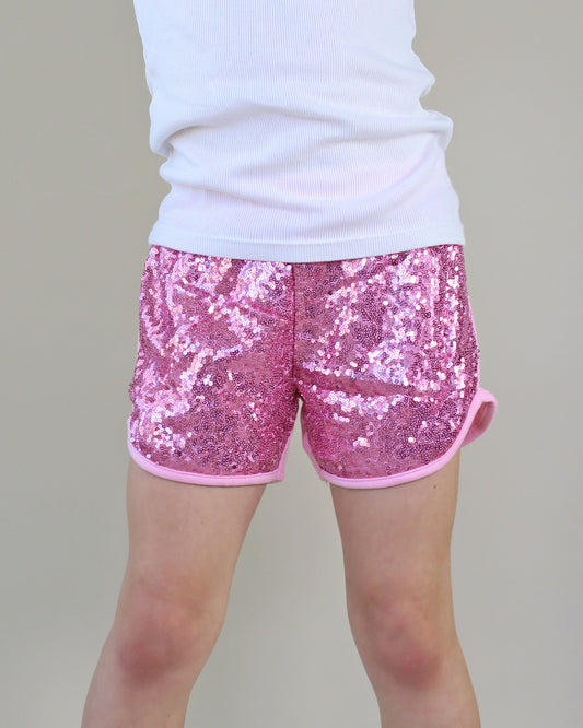 Sequin Shorts in Pink