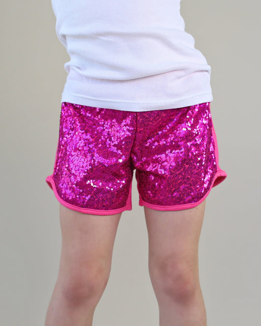 Sequin Shorts in Hot Pink