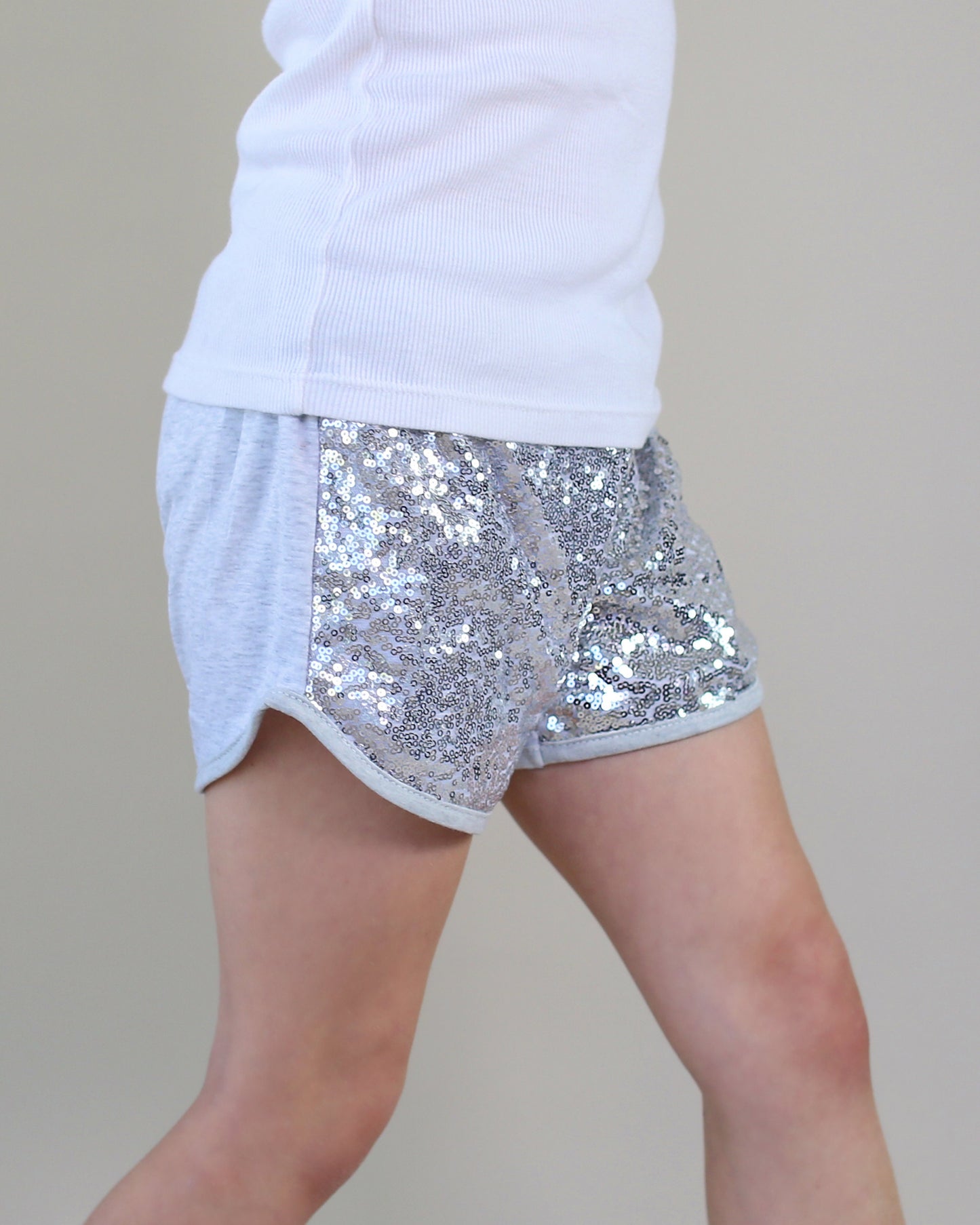 Sequin shorts in Silver