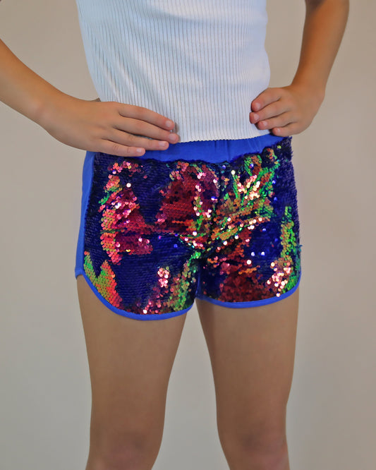 Flip Sequin Shorts in Peacock