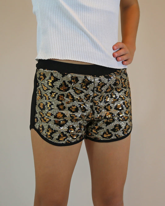 Sequin Shorts in Leopard