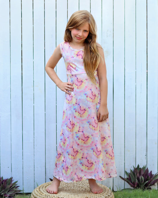 Pastel Pink Tie Dye Maxi Dress - Girls Dress - Maxi Dress - Birthday Dress - Party Dress - Tie Dye Maxi Dress