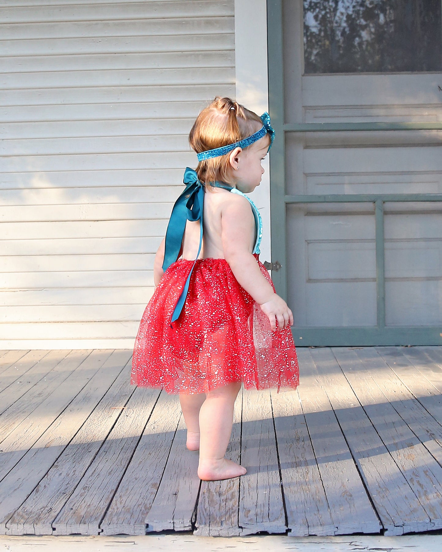 Romper - Tulle skirted, Skirted, Sequin Top Romper - Sequin Romper - Princess - Birthday Romper - Photoshoot - Red and Teal Romper